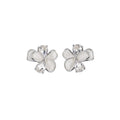 Silver Tone Flower Stud Earrings in Colorful and White Styles view 5