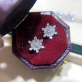 Silver Tone Crystal Snowflake Cluster Stud Earrings view 1