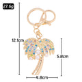 Rhinestone Palm Tree Keychain Pearl Coconut Metal Bag Charm view 3