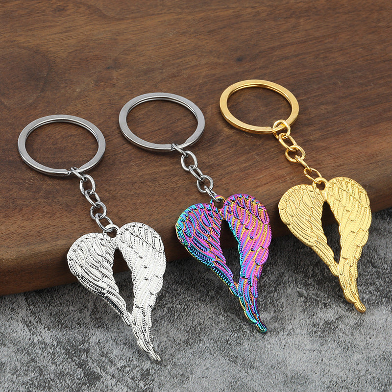 Minimalist Heart Wing Zinc Alloy Keychain Pendant Gift Accessory