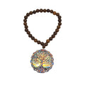 Brown Wood Bead Colorful Tree of Life Pendant Bracelet view 5