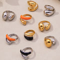 Chunky Open Bypass Rings Polished And Enamel Styles view 3