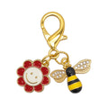 Enamel Bee Flower Smile Keychain Gold Clasp Five Colors view 7