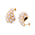 Gold Teardrop Imitation Pearl Cluster Stud Earrings Pair view 5