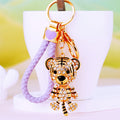 Jeweled Tiger Character Keychains with Braided and Bare Wrist Loops view 11