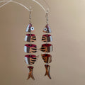 Colorful Stacked Fish Drop Earrings With Hook Wires view 2