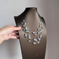 Layered Clear Faceted Bead Necklace in Silver Tone view 2