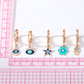 Rose Gold Tone Evil Eye Huggie Drop Earrings in Five Designs view 4