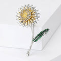 Long Stem Dandelion Brooch with Yellow and Green Enamel view 4