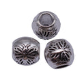 Butterfly-Pattern Round Large-Hole Bead in Antique Silver Tone view 4