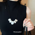 Black Cord Silver Brushed Metal Pendant Necklace Two Styles view 1