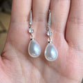 Pearl-Like Teardrop Long Earrings In Gold And Silver Tones view 3