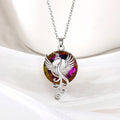 Silver Phoenix Pendant Multicolor Crystal Disc Necklace view 3