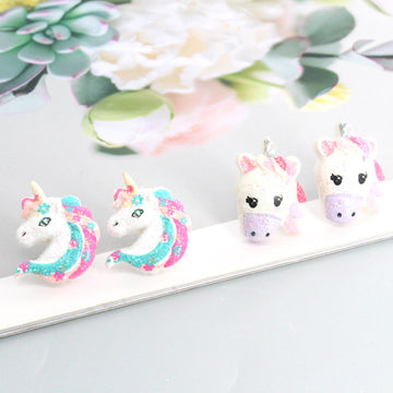 Glitter Unicorn and Horse Head Resin Stud Earrings