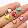 Polka Dot Enamel Strawberry Charms in Seven Color Options view 4