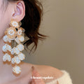 Floral Leaf Cascade Drop Earrings with Distinctive Textured Details view 4