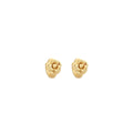 Gold Tone Layered Camellia Flower Small Hoop Earrings view 5