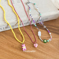 Colorful Beaded Bear and Flower Pendant Necklace in Three Styles view 2