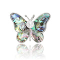 Iridescent Shell Butterfly Brooch with Pearl Center view 1