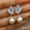 Leaf Cluster Drop Earrings with White Pearl Look Beads view 3