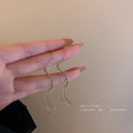 Gold and Silver Wavy Threader Statement Earrings Pair view 2