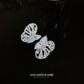 Silver Tone Crystal Butterfly Wing Stud Earrings Jewelry view 4