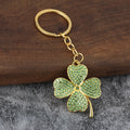 Four-Leaf Clover Metal Keychain With Clear or Green Stones view 4