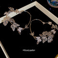 Silver Tone Butterfly Heart Crystal Hoop Earrings Jewelry Pair view 4