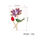 Purple Gold Tone Lotus Pearl Look Metal Brooch Pin view 2