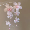 Chiffon Flower Long Dangle Stud Earrings in Three Colors view 4