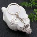 Antique Silver Guardian Angel Wing and Star Charm Keychain view 4