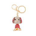 Rhinestone Floppy Ear Dog Metal Keychain Gold Clip view 5