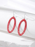 Silver Tone Long Oval Openwork Hook Earrings in Five Colors view 4