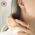 Graduated Ball Drop Stud Earrings Gold Or Steel Tone view 3