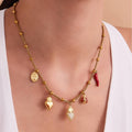Heart Ladybug Chili and Medal Charm Necklace Collection in Gold Tone view 4