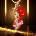 Jeweled Gem Snake Keychains with Nine Color and Blessing Combinations view 11