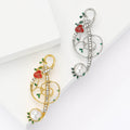 Floral Treble Clef Brooch With Pearl in Gold or Silver Tone view 1