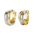 Two-Tone Gold Silver Interlocked Hoop Earrings Pair view 2