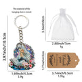 Veiled Woman Praying Open Book Printed Wood Keychain Ring view 2