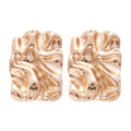 Wrinkled Rectangle Stud Earrings in Gold and Silver Tone view 5