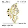 Crystal Wing Butterfly Brooch in Gold Tone with Black Eye Accents view 5