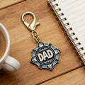 Blue Geometric Dad Gold Tone Lobster Clasp Charm and Attached Hardware view 3