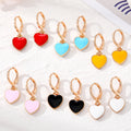 Gold Tone Small Enamel Heart Huggie Drop Earrings in Six Colors view 1