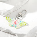 Silver Tone Colorful Butterfly Acrylic Clip Keychains in Six Designs view 2