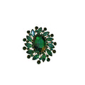Dark Green Crystal Floral Burst Brooch With Oval Center Stone view 5