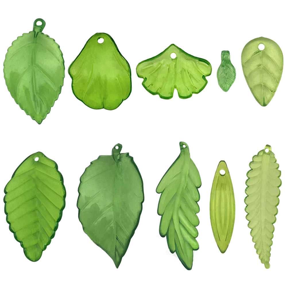 Acrylic Transparent Green Leaf Charm Pendant for DIY Earrings Necklace Hair Accessories