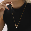 Gold Double Shell Butterfly Pendant Shell Pearl Necklace view 3