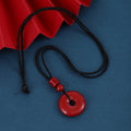 Red Round Disc Bead Black Cord Adjustable Pendant Necklace view 2