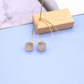 Gold Tone Long Wire Textured Resin Ball Drop Earrings view 3