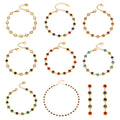 Gold Bezel Round Zircon Stainless Necklace Bracelet Earring Set view 5
